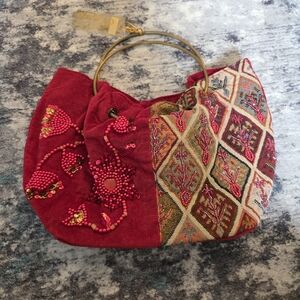 vintage-style Bohemian ethnic handbag withEmbroidered Red and Gold Women's Bag